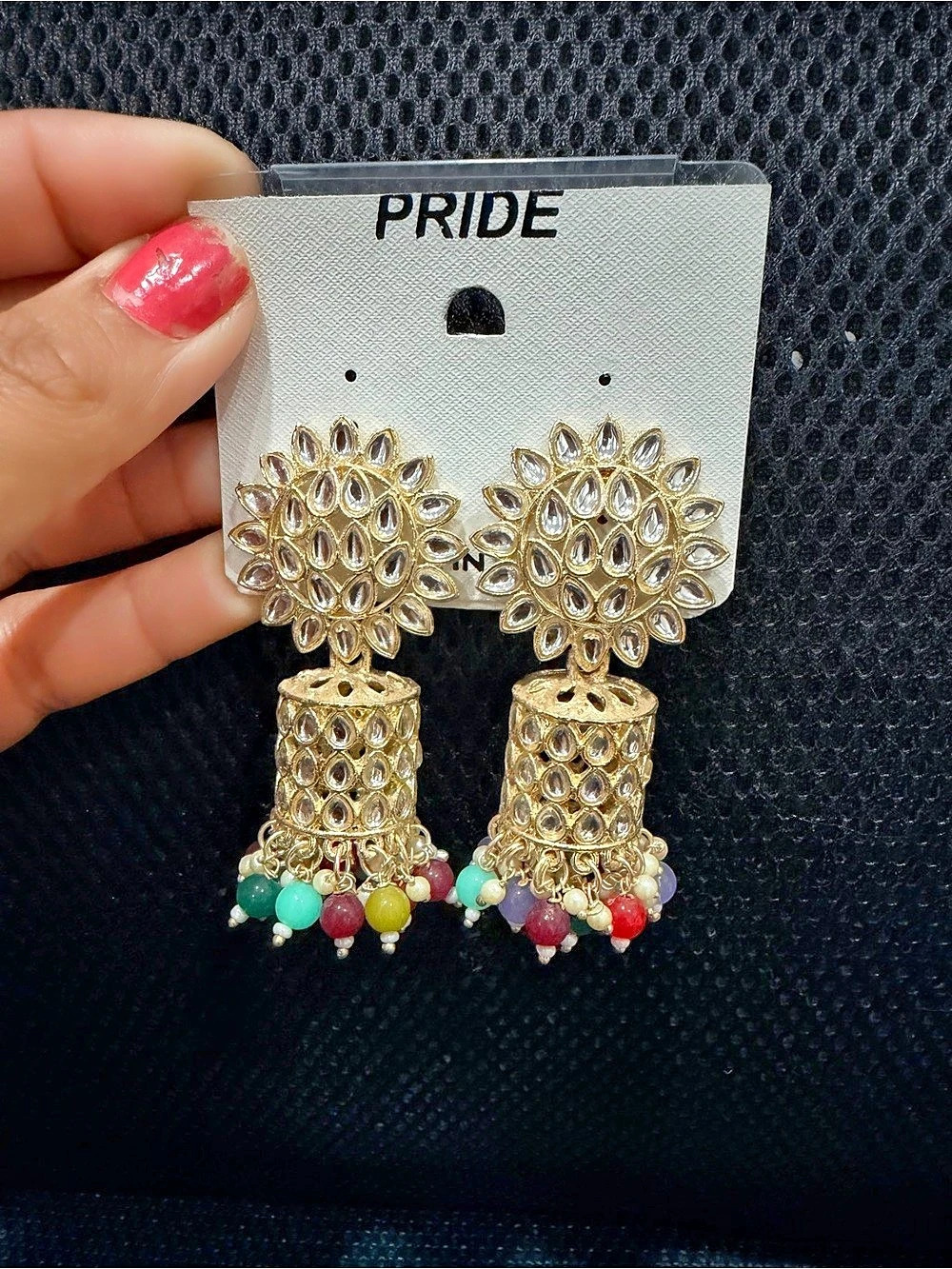 PRIDE Gold-Tone Multicolor Beaded Drop Earrings New